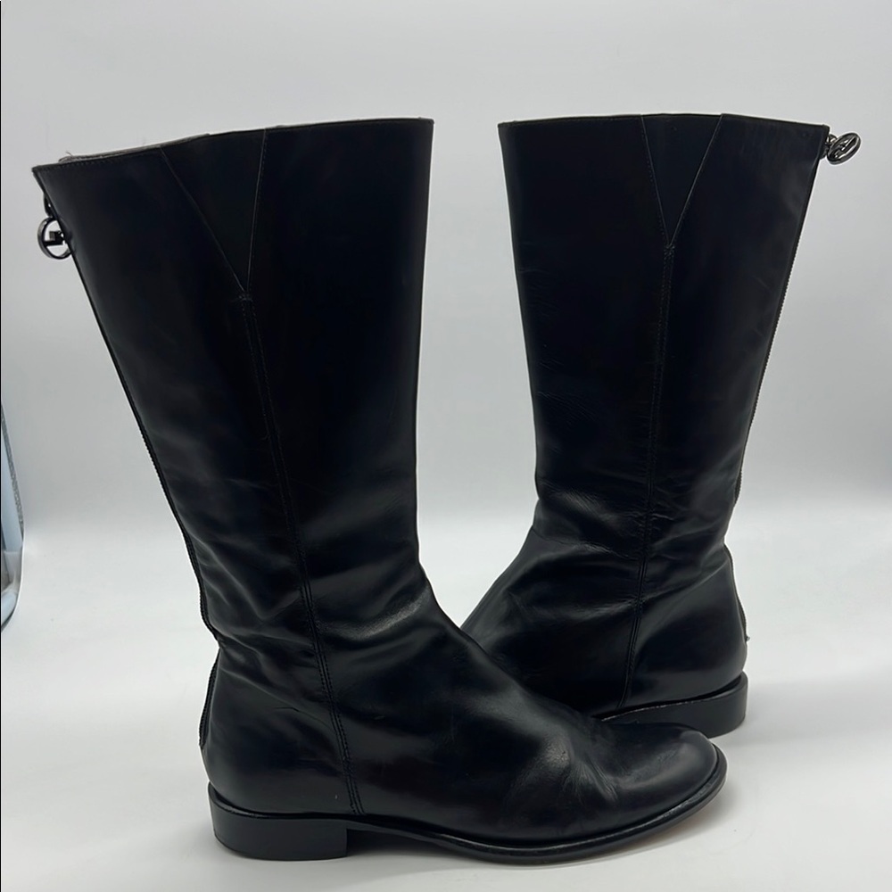 Ralph Lauren Purple Label black leather boots over calf women US 7 Italy